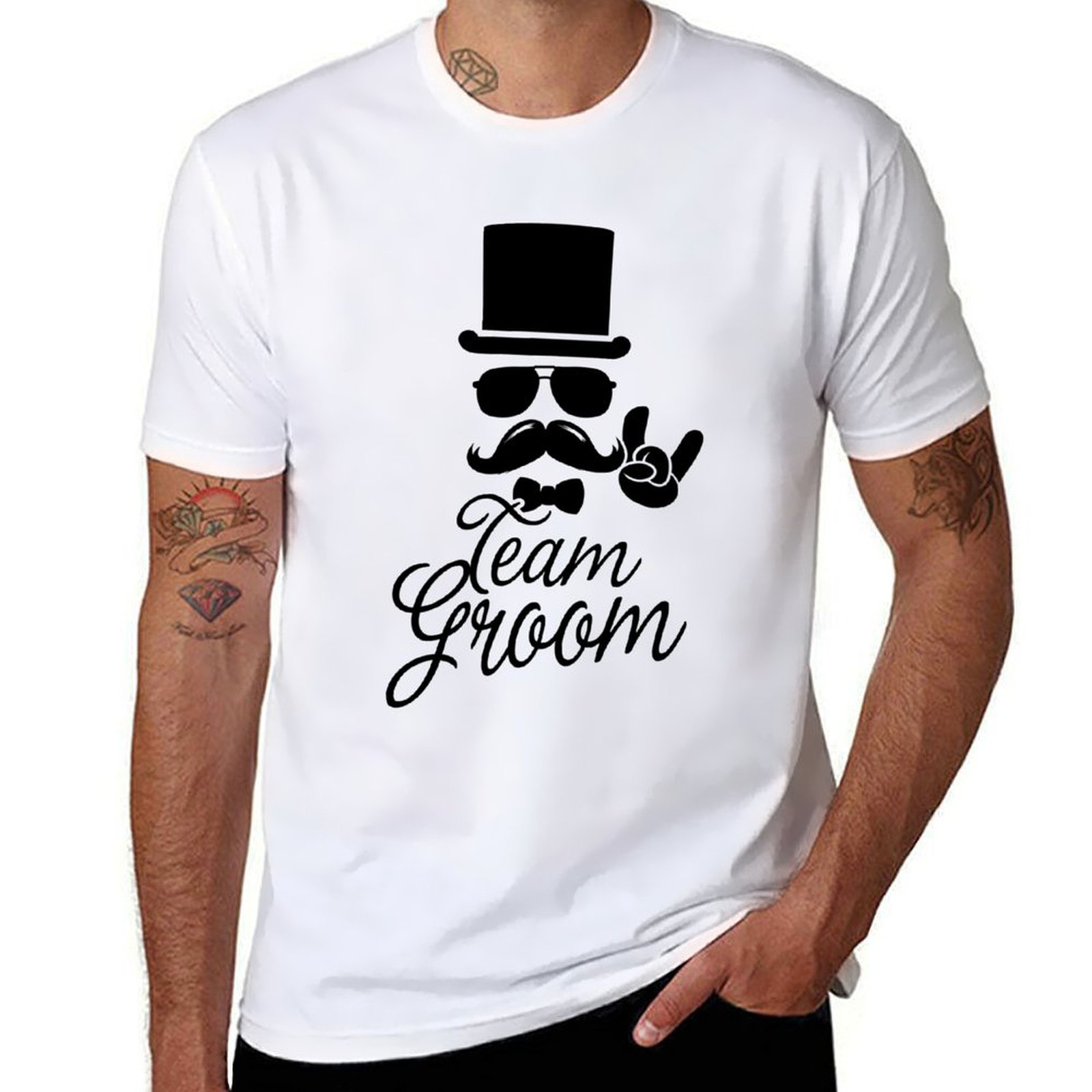 Men'S Grooming For Marriage - Забавная винтажная футболка Team Groom Bachelor